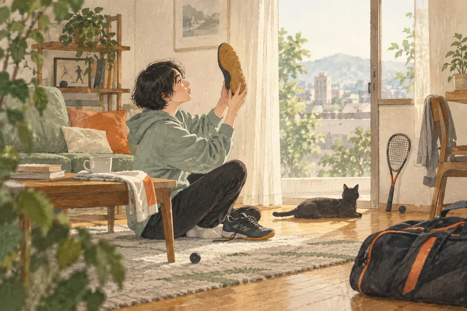 室内シューズ選びの次の行動を描いたイラスト