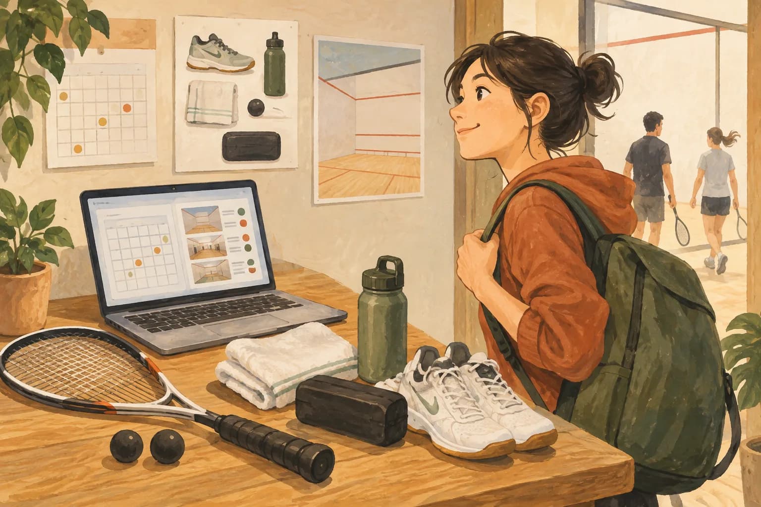 初めてのスカッシュ大会の選び方:次に進むを表すイラスト
